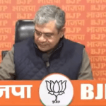 Union Minister Shri Ashwini Vaishnaw addresses a press conference at BJP headquarters in New Delhi.