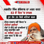 ਜਗਜੀਤ ਸਿੰਘ ਡੱਲੇਵਾਲ ਦਾ ਮਰਨ ਵਰਤ 53 ਵੇਂ ਦਿਨ ਚ ਦਾਖਲ…. ਹੁਣ ਤੱਕ ਘਟਿਆ 20 ਕਿਲੋ ਵਜ਼ਨ।