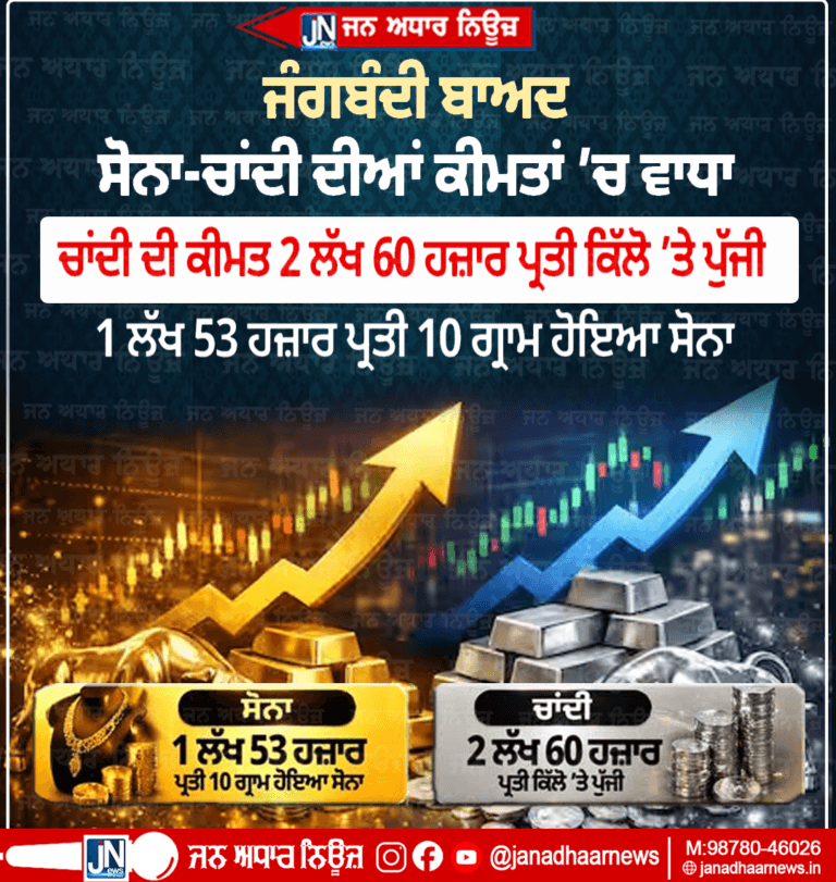 ਜੰਗਬੰਦੀ ਬਾਅਦ ਸੋਨਾ-ਚਾਂਦੀ ਦੀਆਂ ਕੀਮਤਾਂ ‘ਚ ਵਾਧਾ…